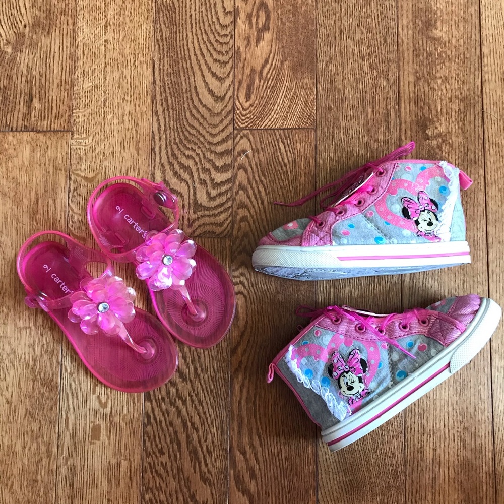 Bundle of Sandals & Minnie High Top Sneakers SZ9